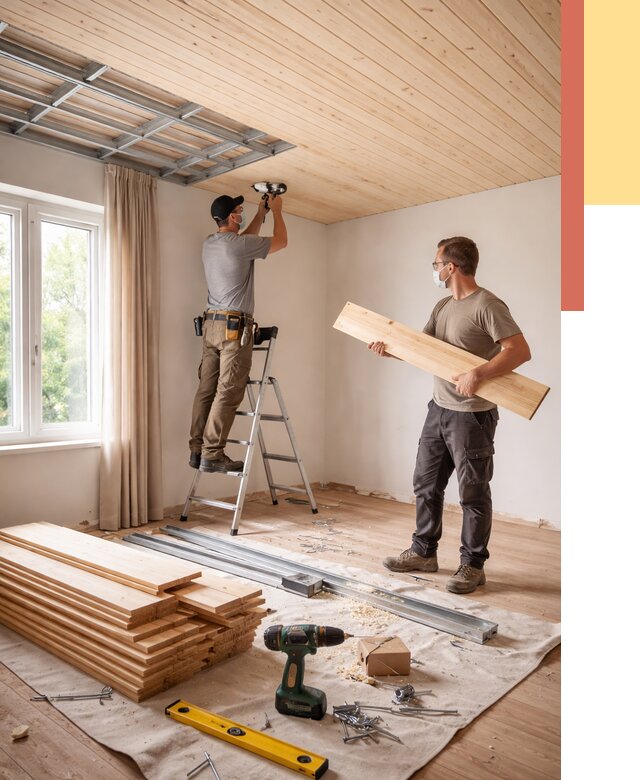 Монтаж потолка из вагонки в Искитиме от 6625 руб. | Быстро и недорого — ОТДЕЛОЧНИК-Скм