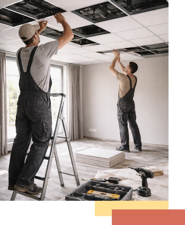 Замена плит подвесного потолка в Искитиме быстро и качественно