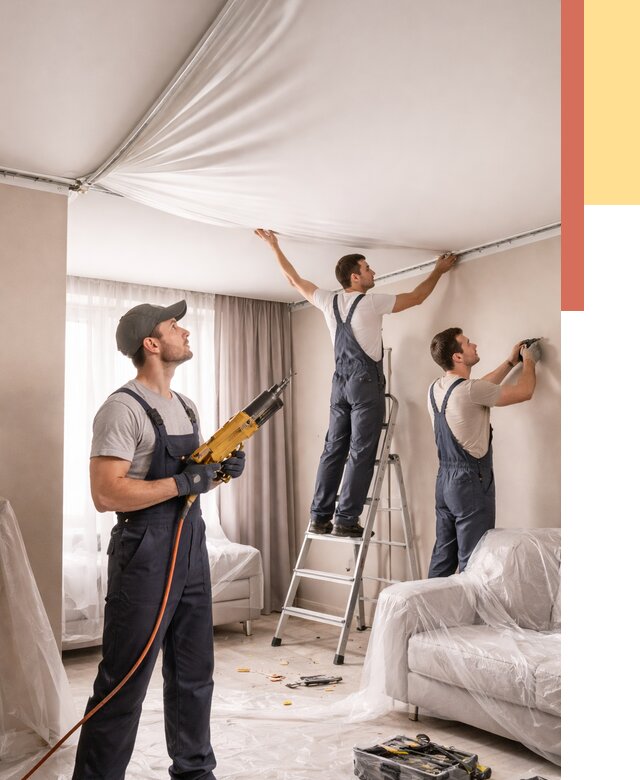 Установка натяжного потолка в Искитиме от 4586 руб. | Быстро и недорого — ОТДЕЛОЧНИК-Скм