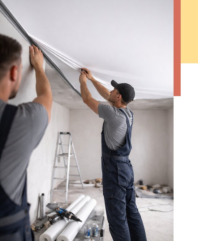 Монтаж матового натяжного потолка в Искитиме от 4586 руб./м² — быстро и недорого | ОТДЕЛОЧНИК-Скм