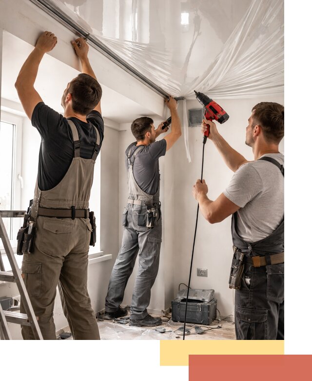 Монтаж глянцевого натяжного потолка в Искитиме быстро и качественно