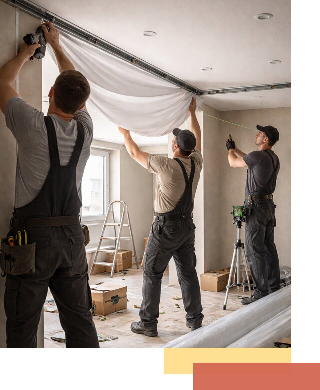 Монтаж парящего натяжного потолка под ключ в Искитиме