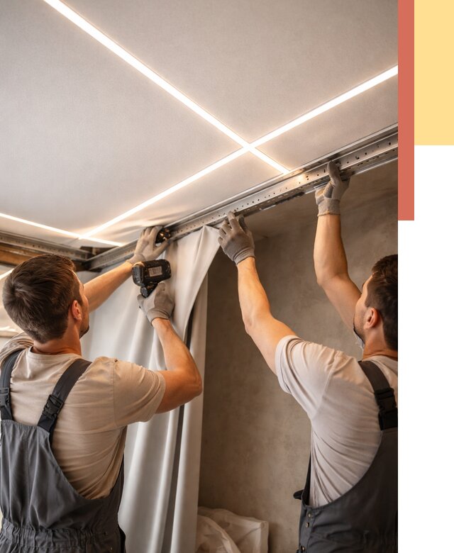 Монтаж натяжного потолка со световыми линиями в Искитиме от 1223 руб. | ОТДЕЛОЧНИК-Скм