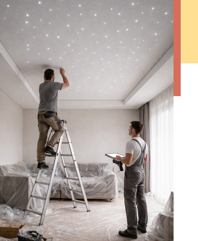 Монтаж натяжного потолка «звездное небо» в Искитиме от 6625 руб. | ОТДЕЛОЧНИК-Скм