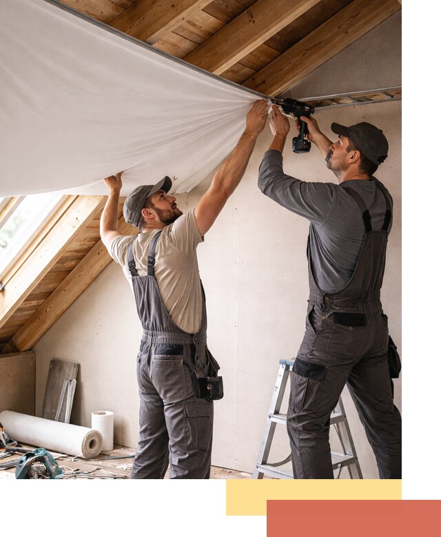 Монтаж натяжного потолка в мансарде в Искитиме