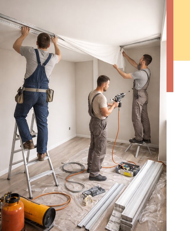 Монтаж натяжного потолка в студии в Искитиме от 5606 руб. — быстро и недорого | ОТДЕЛОЧНИК-Скм