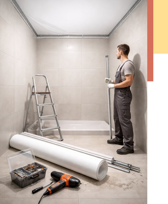 Монтаж натяжного потолка в санузле в Искитиме от 1886 руб. — ОТДЕЛОЧНИК-Скм