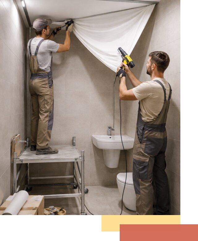 Монтаж натяжного потолка в санузле в Искитиме