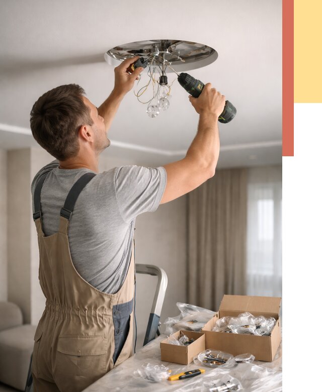 Установка люстры в натяжной потолок в Искитиме от 1223 руб. | Быстро и недорого — ОТДЕЛОЧНИК-Скм