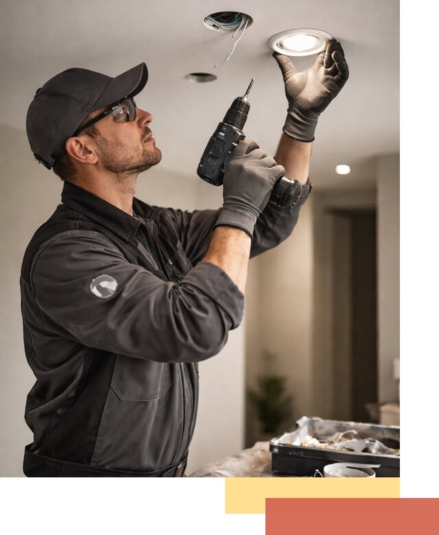 Установка точечных светильников в натяжной потолок в Искитиме