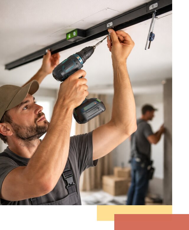 Установка трековых светильников в натяжной потолок в Искитиме