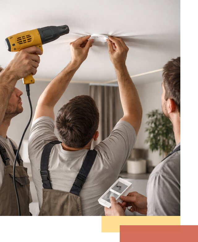 Ремонт прокола полотна натяжного потолка в Искитиме