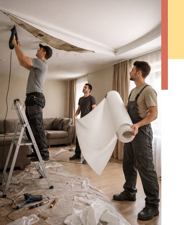 Замена полотна натяжного потолка в Искитиме от 9682 руб. быстро и недорого | ОТДЕЛОЧНИК-Скм