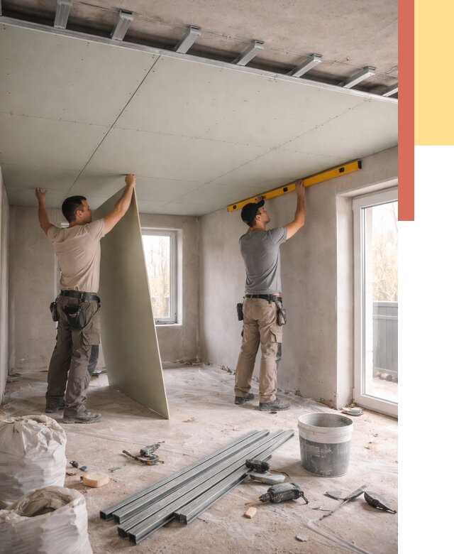 Одноуровневый потолок из гипсокартона в Искитиме от 764 руб. — монтаж под ключ | ОТДЕЛОЧНИК-Скм