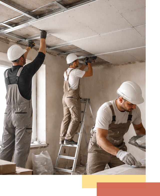 Одноуровневый потолок из гипсокартона в Искитиме — монтаж и отделка