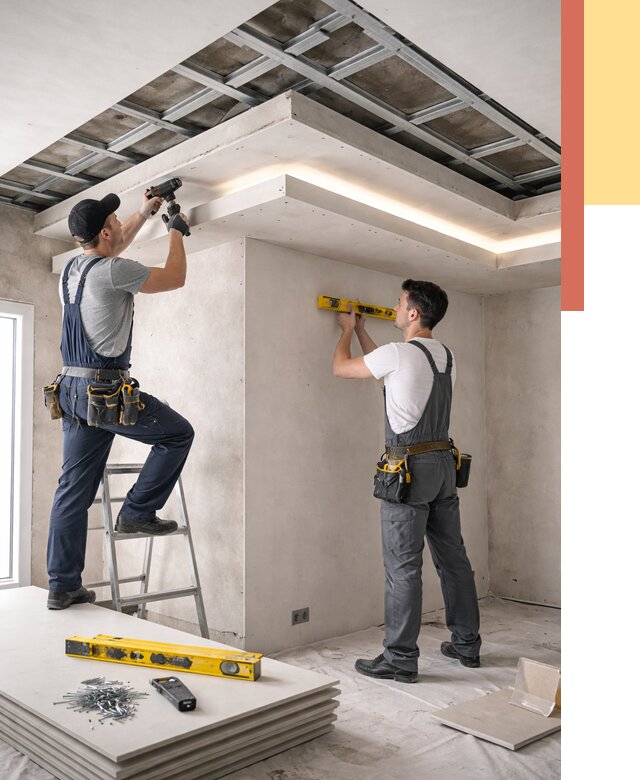 Двухуровневый потолок из гипсокартона в Искитиме от 1478 руб. под ключ | ОТДЕЛОЧНИК-Скм