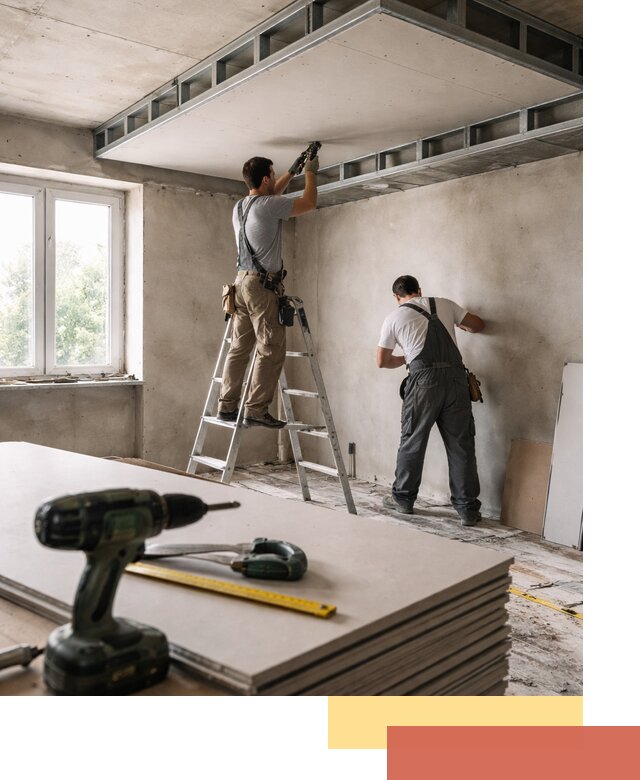 Двухуровневый потолок из гипсокартона в Искитиме