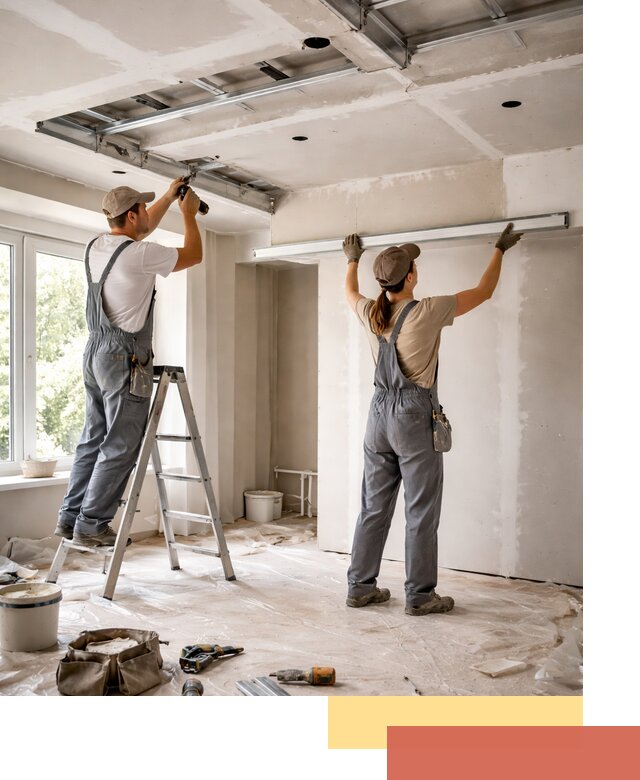 Монтаж многоуровневого потолка из гипсокартона в Искитиме