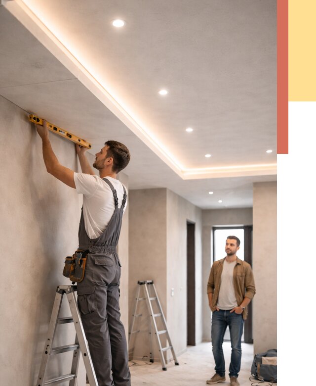 Потолок из гипсокартона с подсветкой в Искитиме от 764 руб./м2 под ключ | ОТДЕЛОЧНИК-Скм