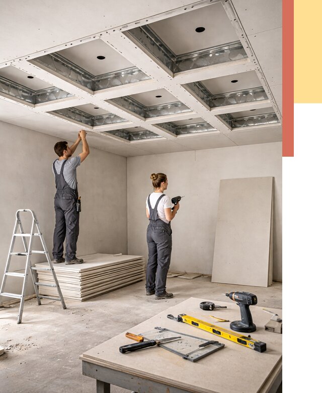 Кессонный потолок из гипсокартона в Искитиме от 1886 руб. — монтаж и под ключ | ОТДЕЛОЧНИК-Скм