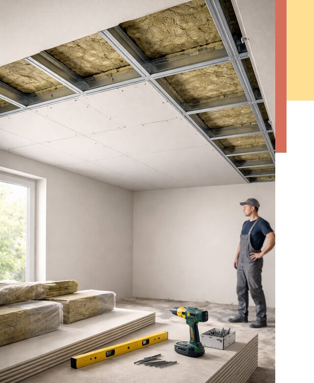 Звукоизоляция потолка ГКЛ в Искитиме от 968 руб. — монтаж под ключ | ОТДЕЛОЧНИК-Скм