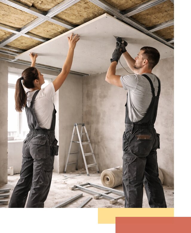 Звукоизоляция потолка из ГКЛ в Искитиме профессионально и надежно