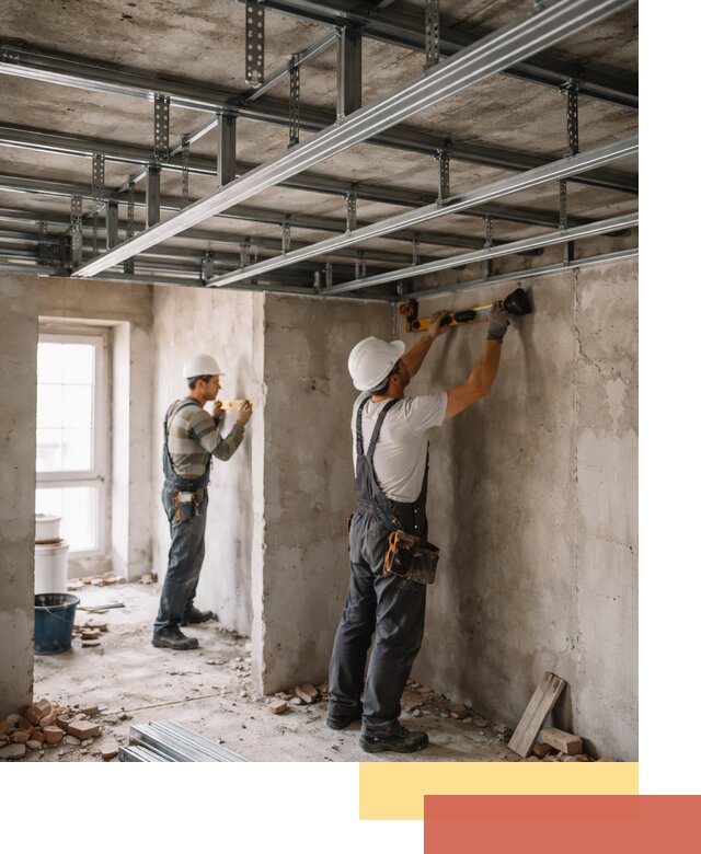 Монтаж каркаса потолка из профильного профиля в Искитиме