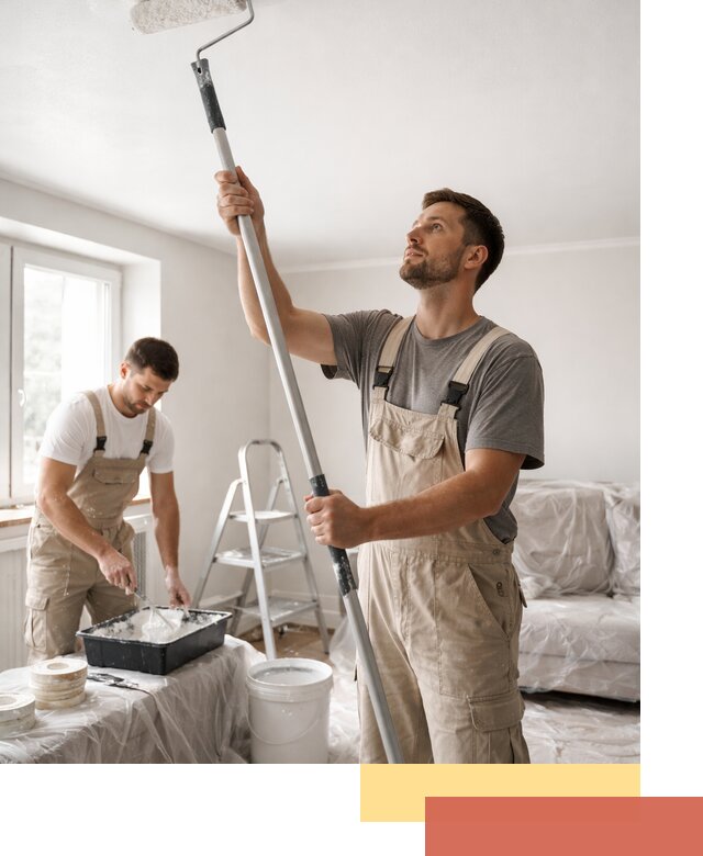 Покраска потолка водоэмульсионной краской в Искитиме