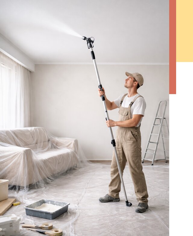 Покраска потолка краскопультом в Искитиме от 4586 руб. быстро и недорого | ОТДЕЛОЧНИК-Скм